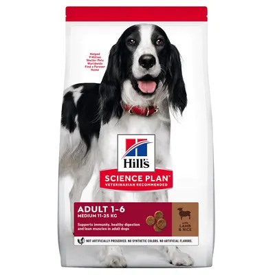 Hills SP CANINE ADULT MED L&R, hrana uscata pentru caini adulti de talie medie, cu miel si orez, 18 KG BRB