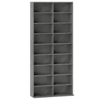 HOMCOM Depozitare pentru CD și DVD 18 compartimente capacitate max. 640 CD/360 DVD 430 Blu-ray 78,5 x 24 x 175 cm gri deschis | Aosom Romania