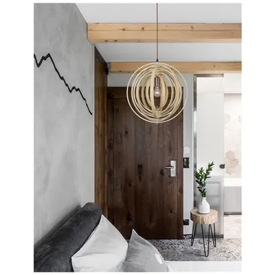 Lampa suspendata ASCO Natural Lemn Brown Fabric Cable LED E27 1x12 Wat 230 Volt IP20 Fara bec