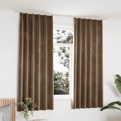 vidaXL Draperii opace, 2 buc., bej, 140x175 cm, catifea, cu cârlige