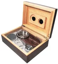 Cutie pentru trabucuri (humidor) WinJet - Cu scrumiera si forfecuta, mahon
