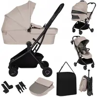 Carucior 2 in 1, Lionelo, Sia Flex, 7.6 kg, Include landou pliabil pe cadru, Ultracompact, Pliere rapida cu o mana, Copertina UPF50+, Cu accesorii incluse, 0-48 luni, Sustine 22 kg, Bej
