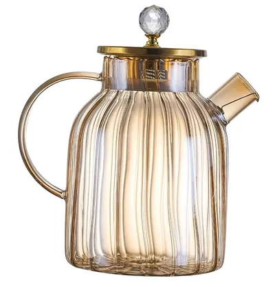 Ceainic de sticlă Morello - Press Art, 1800 ml, chihlimbar