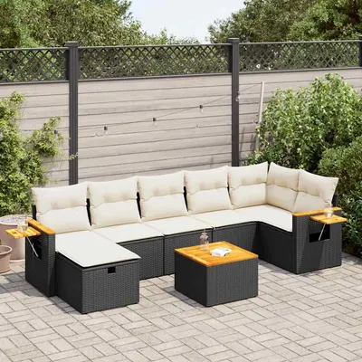 Gossi set mobilier de gradina cu perne, 8 piese, negru, poliratan