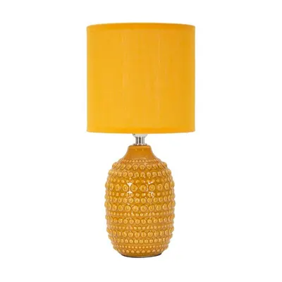 Veioză galben-muștar din ceramică cu abajur textil (înălțime 30,5 cm) Points – Mauro Ferretti