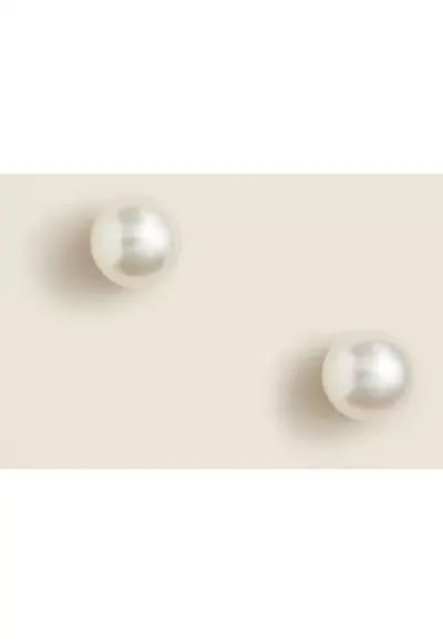 Cercei faux pearl - alb cremos - 5mm