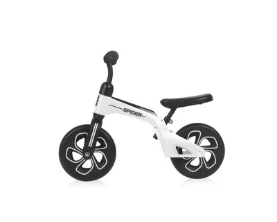 Bicicleta copii fara pedale Lorelli Spider White, cadru usor din aluminiu, ghidon reglabil, scaun ajustabil pe inaltime de la 29 cm la 34 cm fata de sol