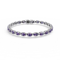 Bratara tennis din aur alb cu ametiste ovale de 5.26ct si diamante de 0.27ct