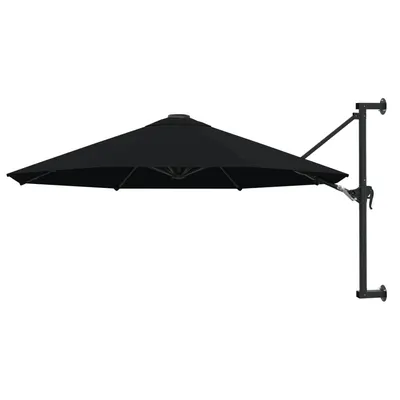 Gossi umbrela de soare de perete cu stalp metalic, negru, 300 cm