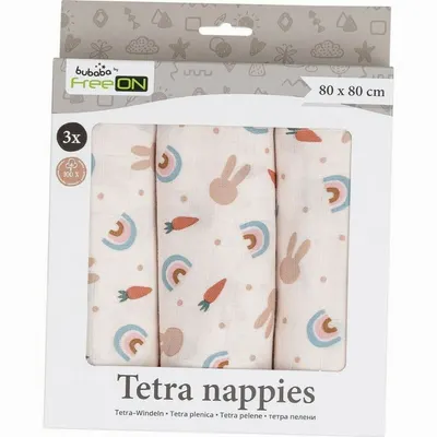 Set 3 scutece Bubaba Tetra Carrots and Rainbow din bumbac 80x80 cm