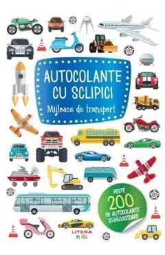 Autocolante cu sclipici. Mijloace de transport