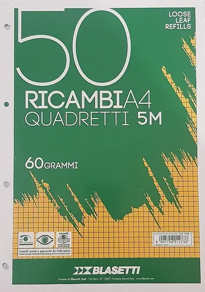 Bloc coli perforate Blasetti - A4, 50 file, 60 g/m2, patratele