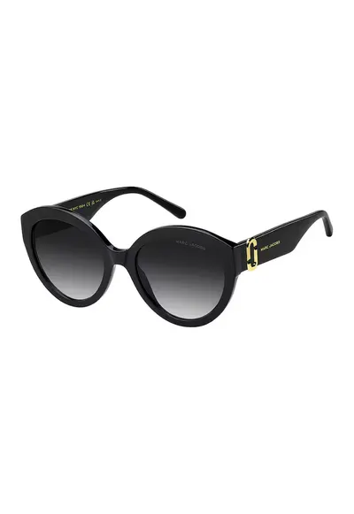 Ochelari de soare cat-eye cu imprimeu logo - Auriu/Negru