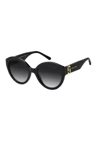 Ochelari de soare cat-eye cu imprimeu logo - Auriu/Negru