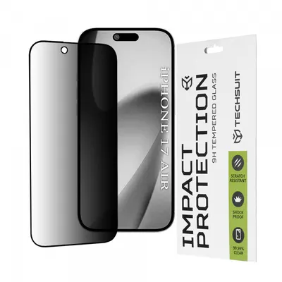 Folie de protectie Ecran Privacy Techsuit pentru Apple iPhone 17 Air, Sticla Securizata, Full Glue, 111D