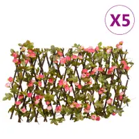 vidaXL Spalier cu iederă artificială extensibil, 5 buc. roz 180x20 cm