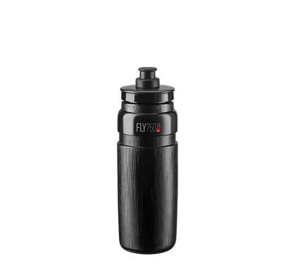 Bidon apa Elite Fly Tex, 750ml, negru cu logo gri