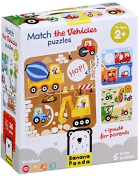 Puzzle pentru copii Banana Panda 6 în 1 - Conectează mijloacele de transport