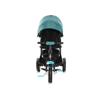 Tricicleta pentru copii Lorelli Jaguar Air Green Luxe 4 in 1 multifunctionala, cu maner cu control parental, scaun rotativ, spatar reglabil pe 2 pozitii, roti mari silentioase, din cauciuc cu camera