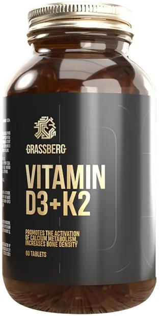 Vitamin D3 + K2, 60 tablete, Grassberg