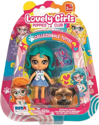 Mini păpușă RS Toys Lovely Girls - Cu păr albastru și accesorii