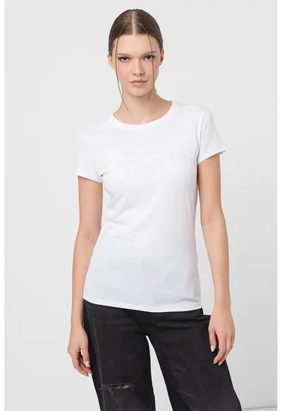 Tricou slim fit de bumbac - Alb