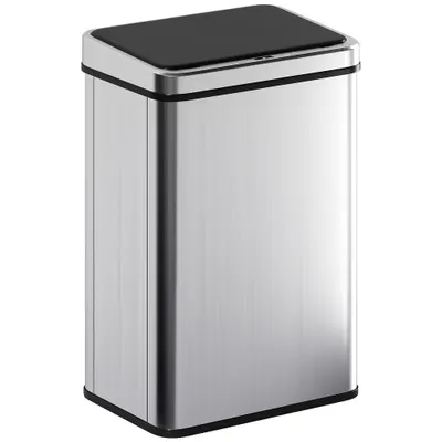 HOMCOM Coș de gunoi cu senzor 40L oțel inoxidabil Coș de gunoi automat cu capac cu închidere silențioasă senzor de mișcare 35,5 x 26 x 55 cm Argintiu | Aosom Romania