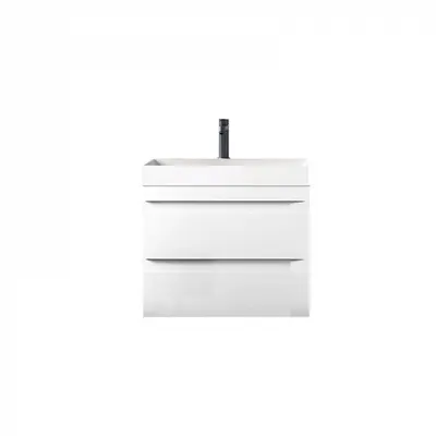 Set dulap baie cu doua sertare si lavoar inclus KolpaSan Naomi 50 cm, alb