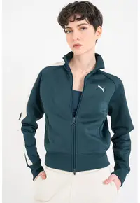 Bluza de trening cu fermoar T7 Always On - Verde englez/Crem
