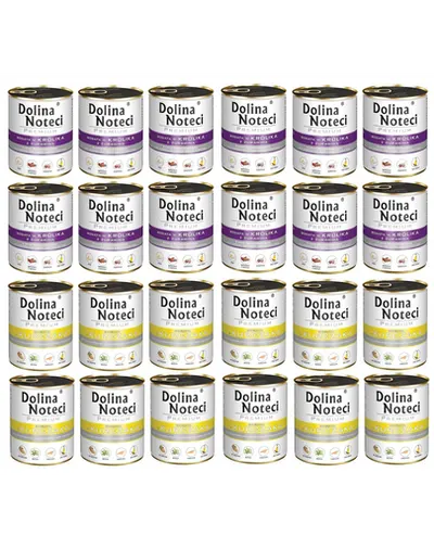 DOLINA NOTECI Premium Mix conserve iepure și merișoare și pui 24x800 g hrană câini
