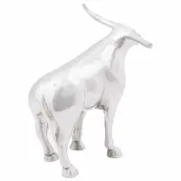 vidaXL Sculptură taur Argintiu 20 x 17 x 23 cm Aluminiu