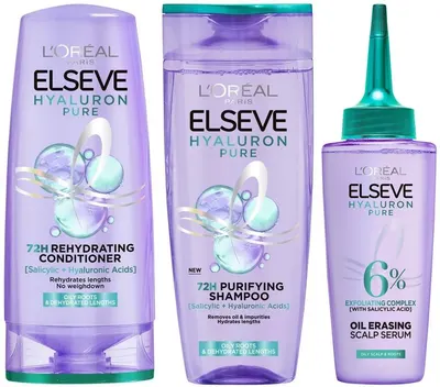 L'Oreal Elseve Set Hyaluron Pure - Șampon, Balsam și ser, 250 + 200 + 102 ml