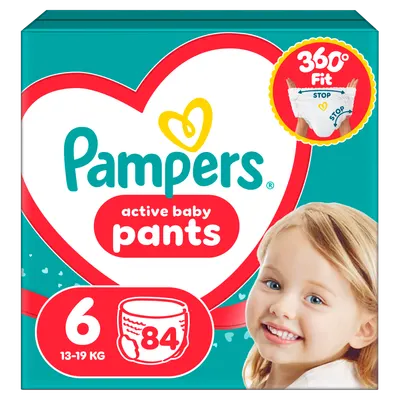 Scutece-chilotel Active Baby Pants Marimea 6 13 kg-19 kg, 84 bucati, Pampers