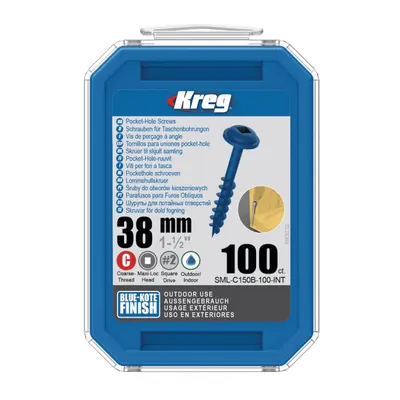 Set holtsuruburi pentru gauri in lemn Kreg SML-C150B-100, O8x38 mm, 100 bucati