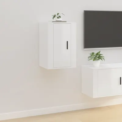 vidaXL Dulap TV montat pe perete, alb extralucios, 40x34,5x60 cm