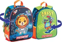 Ghiozdan pentru grădiniță cu două feţe Mitama Spinny - Lion & Skate
