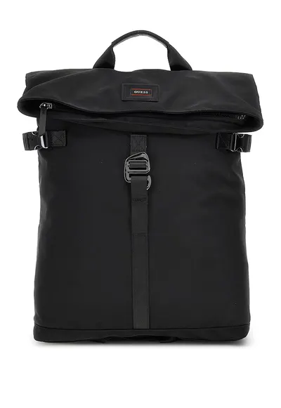 Rucsac din material textil cu detaliu logo - Negru
