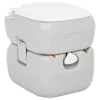 vidaXL Toaletă portabilă de camping, gri și alb, 22+12 L, HDPE