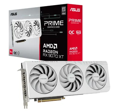 Placă video ASUS - Prime Radeon RX 9070 XT, 16GB, GDDR6, alb