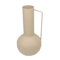 Vază decorativă, din zinc, culoarea bej, 17x17x34.5 cm