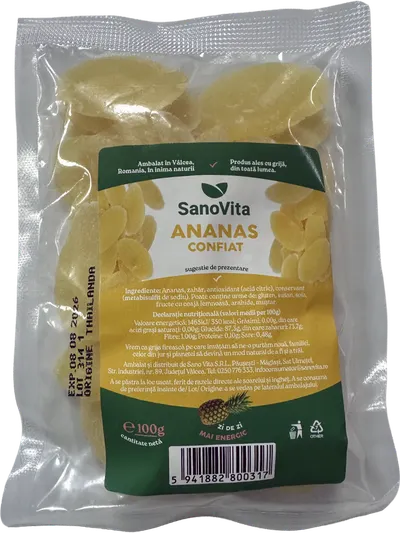 Ananas confiat, 100g, SanoVita