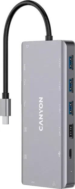 Hub Canyon - DS-12, 13 porturi, USB-C, gri