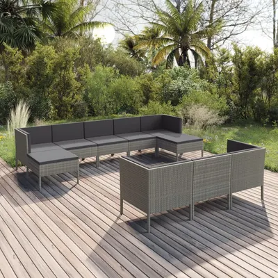 Gossi set mobilier de gradina cu perne, 10 piese, gri, poliratan
