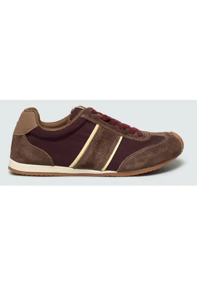 Pantofi sport din material textil cu garnituri din piele intoarsa