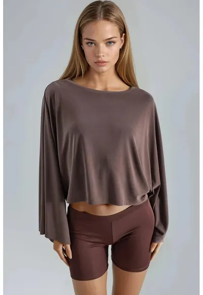 Bluza dama - croiala lejera - maro cafeniu - jerseu