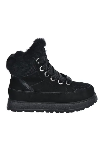 Ghete flatform de piele intoarsa - Negru