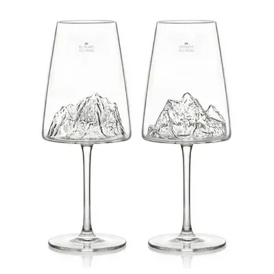 Set 2 pahare de vin Everest & Mont Blanc TOPOGRAPHIC ALASKAN MAKER, 400 ml