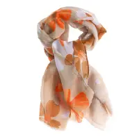 Esarfa bej din vascoza cu flori delicate