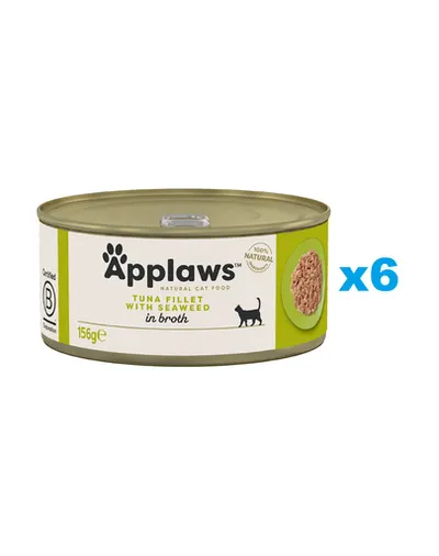 APPLAWS Cat Adult Tuna with Seaweed in Broth 6x156 g ton si alge, pentru pisici