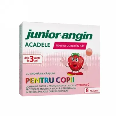 Acadele Junior Angin cu aroma de capsuni, 8 bucati, Klosterfrau